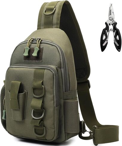 Fishing Sling Bag - Small Fishing Tackle Storage Bags with Rod Holder(Green) in Saudi Arabia