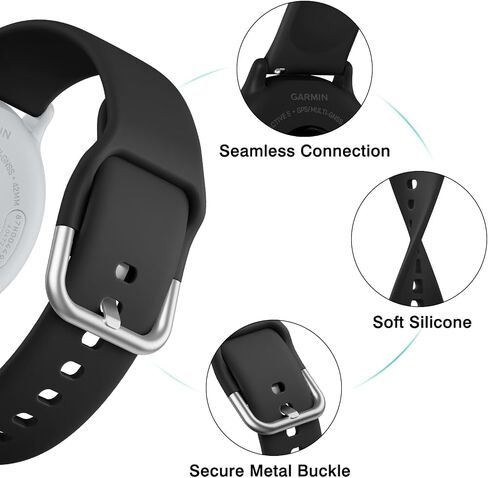 20mm Silicone Band Compatible with Garmin Vivoactive 6/Vivoactive 5/ Vivoactive 3 Watch Bands/Venu/Venu 2 Plus/Venu Sq for Women Men, Soft Sport Replacement Strap for Forerunner 645/245 in Kuwait