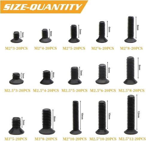 300/360Pcs M2 M2.5 M3 Screw Flat Head Screws Notebook Screws Set Kit(300PCS) in Saudi Arabia