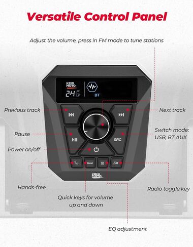 Kemimoto UTV 3-Speaker Audio Kit مع 5.25 بوصة متوافقة مع Ranger 1000/1000 XP /1000 XP Crew 2018-2025 ، نظام الصوت مع وحدة اندفاعة الكل في واحد FM Radio Radio Radio in Saudi Arabia