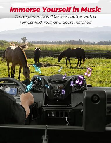 Kemimoto UTV 3-Speaker Audio Kit مع 5.25 بوصة متوافقة مع Ranger 1000/1000 XP /1000 XP Crew 2018-2025 ، نظام الصوت مع وحدة اندفاعة الكل في واحد FM Radio Radio Radio in Saudi Arabia