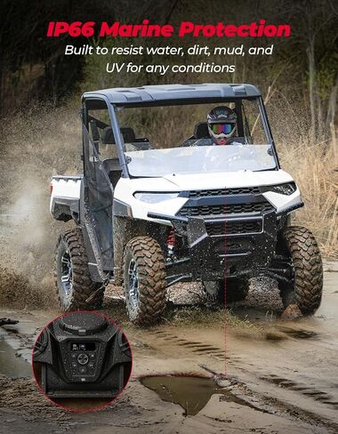 Kemimoto UTV 3-Speaker Audio Kit مع 5.25 بوصة متوافقة مع Ranger 1000/1000 XP /1000 XP Crew 2018-2025 ، نظام الصوت مع وحدة اندفاعة الكل في واحد FM Radio Radio Radio in Saudi Arabia