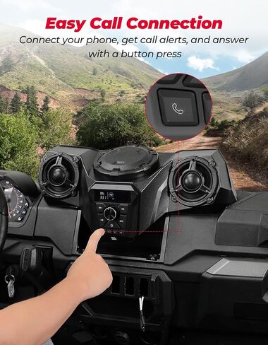Kemimoto UTV 3-Speaker Audio Kit مع 5.25 بوصة متوافقة مع Ranger 1000/1000 XP /1000 XP Crew 2018-2025 ، نظام الصوت مع وحدة اندفاعة الكل في واحد FM Radio Radio Radio in Saudi Arabia