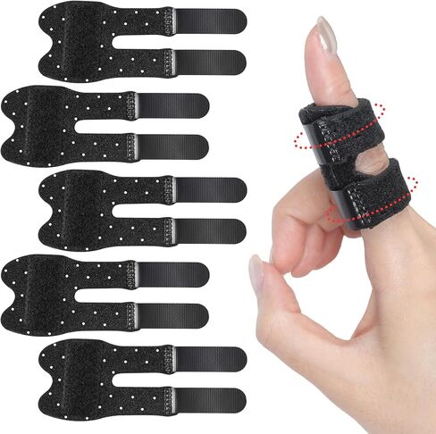 5 PCS Breathable Trigger Finger Splint, Adjustable Finger Brace, Thumb Brace for Broken Strained Arthritis for Thumb, Middle, Index, Ring, Pinky Finger Splint (5, Black) in Saudi Arabia