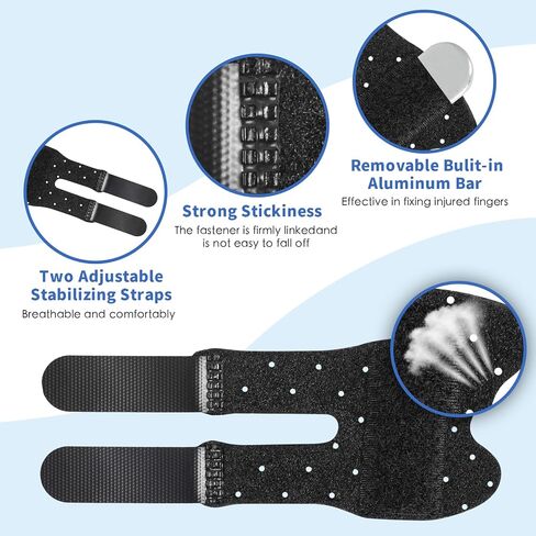 5 PCS Breathable Trigger Finger Splint, Adjustable Finger Brace, Thumb Brace for Broken Strained Arthritis for Thumb, Middle, Index, Ring, Pinky Finger Splint (5, Black) in Saudi Arabia