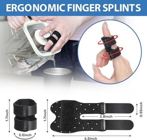 5 PCS Breathable Trigger Finger Splint, Adjustable Finger Brace, Thumb Brace for Broken Strained Arthritis for Thumb, Middle, Index, Ring, Pinky Finger Splint (5, Black) in Saudi Arabia