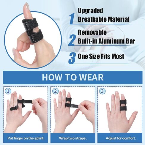 5 PCS Breathable Trigger Finger Splint, Adjustable Finger Brace, Thumb Brace for Broken Strained Arthritis for Thumb, Middle, Index, Ring, Pinky Finger Splint (5, Black) in Saudi Arabia