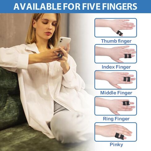 5 PCS Breathable Trigger Finger Splint, Adjustable Finger Brace, Thumb Brace for Broken Strained Arthritis for Thumb, Middle, Index, Ring, Pinky Finger Splint (5, Black) in Saudi Arabia
