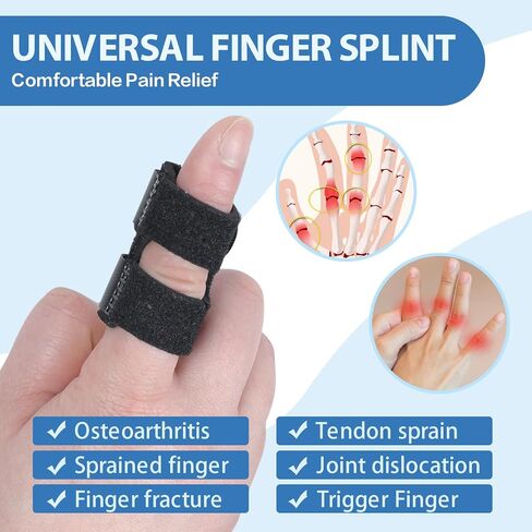 5 PCS Breathable Trigger Finger Splint, Adjustable Finger Brace, Thumb Brace for Broken Strained Arthritis for Thumb, Middle, Index, Ring, Pinky Finger Splint (5, Black) in Saudi Arabia