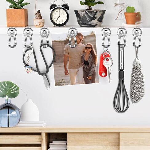 nobefy 7 حزمة السنانير المغناطيسية القوية مع هوك حلقة تسلق، 50 رطلا السنانير المغناطيسية الثقيلة مغناطيس النيوديميوم القوي، السنانير المغناطيسية مع قطب للمطبخ، شنقا، رحلة بحرية، شواء in Kuwait