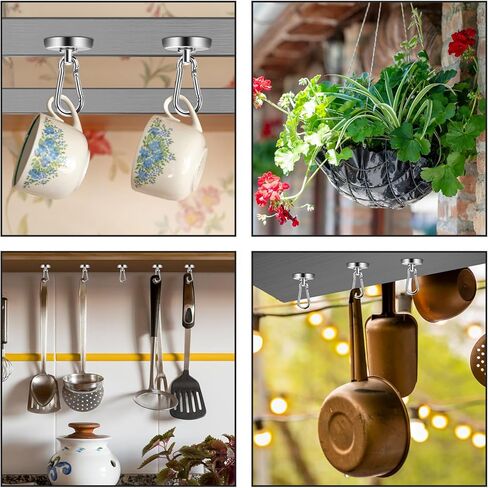 nobefy 7 حزمة السنانير المغناطيسية القوية مع هوك حلقة تسلق، 50 رطلا السنانير المغناطيسية الثقيلة مغناطيس النيوديميوم القوي، السنانير المغناطيسية مع قطب للمطبخ، شنقا، رحلة بحرية، شواء in Kuwait