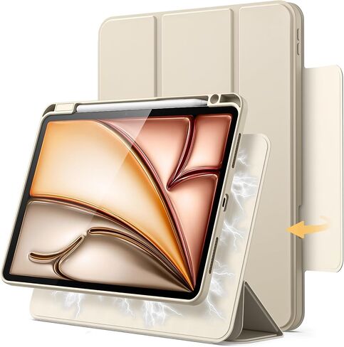 Jetech Magnetic Case for iPad Air 11 بوصة M3/M2 (2025/2024) ، iPad Air 5th/4th مع حامل قلم رصاص ، غطاء دوار قابل للإزالة ، موقف صورة/منظر طبيعي ، عرض شاشة مرفوع (ضوء النجوم) in Kuwait