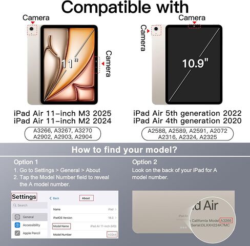 Jetech Magnetic Case for iPad Air 11 بوصة M3/M2 (2025/2024) ، iPad Air 5th/4th مع حامل قلم رصاص ، غطاء دوار قابل للإزالة ، موقف صورة/منظر طبيعي ، عرض شاشة مرفوع (ضوء النجوم) in Kuwait