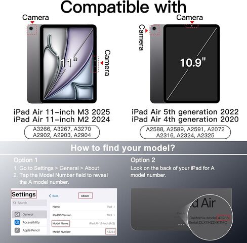Jetech Magnetic Case for iPad Air 11 بوصة M3/M2 (2025/2024) ، iPad Air 5th/4th مع حامل قلم رصاص ، غطاء دوار قابل للإزالة ، موقف صورة/منظر طبيعي ، عرض شاشة مرفوع (ضوء النجوم) in Kuwait
