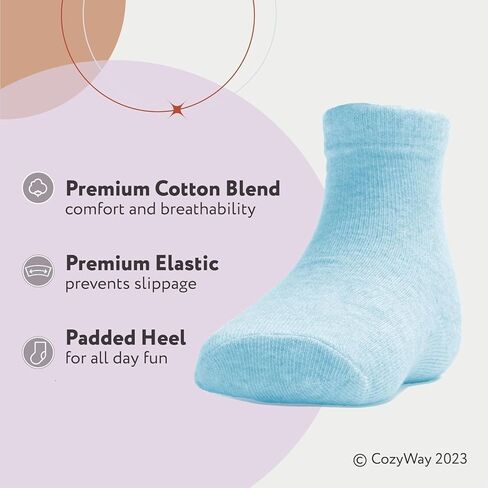 CozyWay Crew Cotton Toddler Socks - 12 Pack Stretch Toddler Girl Socks For All Day Comfort, Toddler Boy Socks, Black, 3T-5T in Kuwait