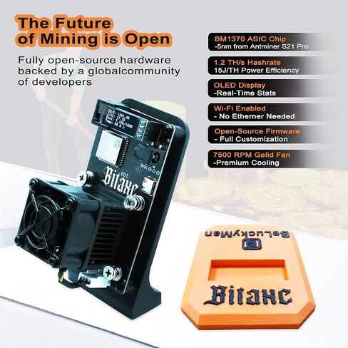 Beluckyman ترقية Bitaxe Gamma 601 Solo Miner 1.2th/S Hashrate BM1370 ASIC Chip Bitcoins Miner BTC Cryptocurrency Cryptocurrency مفتوح المصدر (Orange) in Kuwait