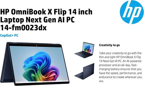 HP OmniBook X Flip 2-in-1 AI PC 2-in-1 Laptop 14.0" Touchscreen IPS WUXGA Display (Intel Ultra 7-256V, 16GB LPDDR5X, 4TB PCIe SSD, Backlit KB, Thunderbolt 4, Win 11 Home) w/DKZ USB Port Expander in Saudi Arabia