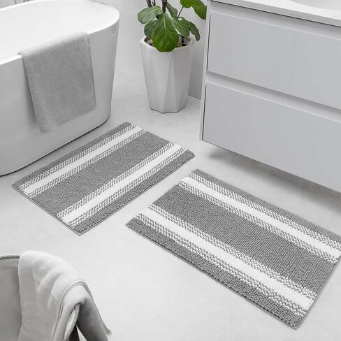يقول الجدة مجموعات سجاد الحمام 2 قطعة، ماتس حمام للحمام غير زلة، سجاد أبيض وأسود لأرضية الحمام، مجموعة حصيرة حمام الشنيل فائقة النعومة، سجاد حمام ماص قابل للغسل، 17x24/20x32 in Kuwait
