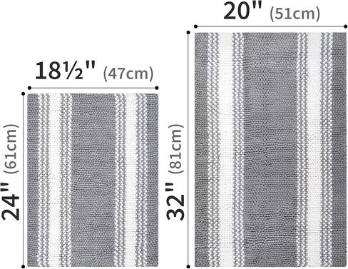 يقول الجدة مجموعات سجاد الحمام 2 قطعة، ماتس حمام للحمام غير زلة، سجاد أبيض وأسود لأرضية الحمام، مجموعة حصيرة حمام الشنيل فائقة النعومة، سجاد حمام ماص قابل للغسل، 17x24/20x32 in Kuwait