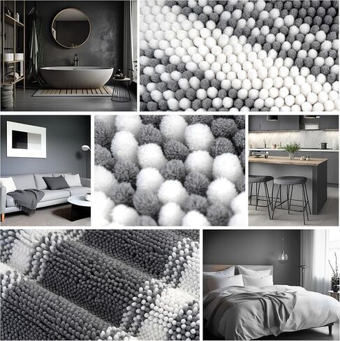 يقول الجدة مجموعات سجاد الحمام 2 قطعة، ماتس حمام للحمام غير زلة، سجاد أبيض وأسود لأرضية الحمام، مجموعة حصيرة حمام الشنيل فائقة النعومة، سجاد حمام ماص قابل للغسل، 17x24/20x32 in Kuwait