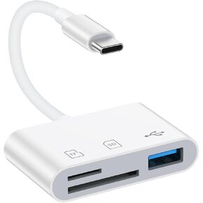 Type C SD Card Reader for Samsung Galaxy S25Edge S24Ultra S23FE S22 S21 S20, USB C Memory Card Reader for Android High Speed 3.0 Digital Camera Adapter for iPhone 16 15 Pro Max/Plus, MacBook, iPad Pro