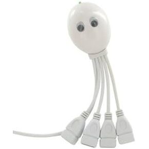 USB Hub 2.0 4-port For Mac and PC High Speed. 4-Legged Octopus (TM). Very Cute Octopus Design. (White)