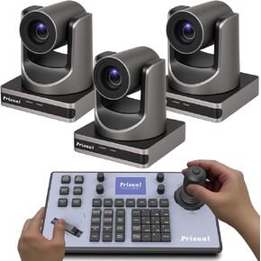 PTZ Camera NDI Bundle, 20X Optical Zoom HDMI NDI PTZ Camera(3pcs) & PTZ Controller, Advanced PTZ AI auto Tracking for Church Live Streaming, Conferences, Education