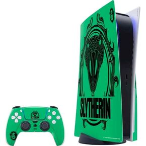 Skinit Skinit Gaming Gaming Skin متوافق مع وحدة تحكم PS5 ووحدة التحكم - تصميم توضيح Warner Bros Slytherin المرخص رسميًا