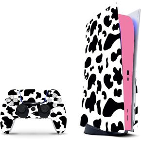 ZOOMHITSKINS Compatible with PS5 Digital Version (No Disk Version) Skin, Cow Cute Skin Pink Pastel Milky Love, Durable, Bubble-free, Precisely Cut