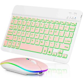 UrbanX UX030 Lightweight Ergonomic Keyboard with Background RGB Light, Multi Device Slim Rechargeable Keyboard Bluetooth 5.1 and 2.4GHz Stable Connection Keyboard Compatible with Honor Pad 5 10.1