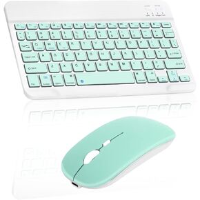 Rechargeable Bluetooth Keyboard and Mouse Combo Ultra Slim for Samsung Galaxy S10 Lite and All Bluetooth Enabled Android/PC-Black Keyboard with RGB LED Onyx Black Mouse in Saudi Arabia