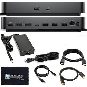 Dell SD25 Dock Bundle - 10Gbps, 3 Year Warranty with 180W Adapter + HDMI + DisplayPort Cable + C to C Cable + Cloth - Dell Docking Station, Supports Dual/Triple Monitors & 4K Displays