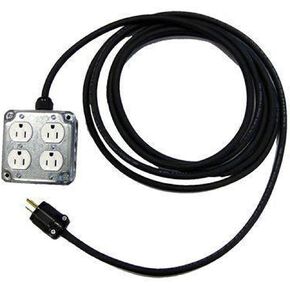CBI Quad Duplex Box w/ 4 AC Outlets & 15' 12/3 Hardwired Power Cable