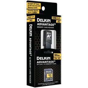 Delkin Advantage+ UHS-I 64GB SD Card w/ Memory Card Reader