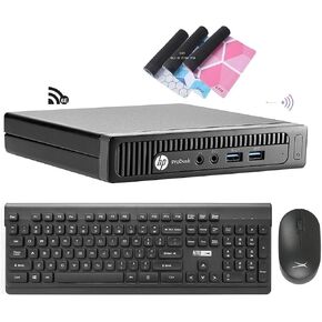 HP i7 ProDesk 600 G1 Micro 8GB RAM 512GB SSD Built in WiFi 6E AX210 Mini Desktop PC BT HDMI VGA Win10 Pro Dual Monitor Supported New Wireless Keyboard Mouse,TJJ Mouse Pad (Renewed)