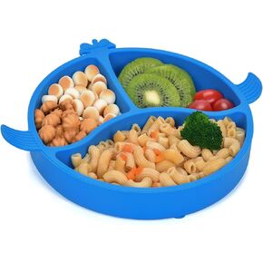 PARENTCARE Toddler Plates, Stay Put Baby Plates with Suction, Food Grade Silicone Divided Suction Plates for Toddler and Babies, Baby Led Weaning Plates, Non Slip Self Feeding Supplies for Any Surface in Saudi Arabia