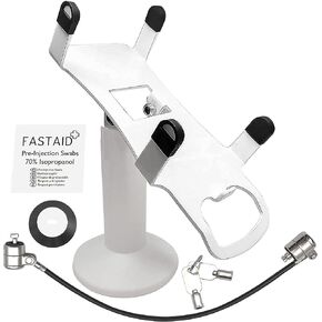 DCCStands Pax A80 7" Swivel and Tilt White Stand with Anti-Theft POS Device Terminal to Stand Security Tether Lock