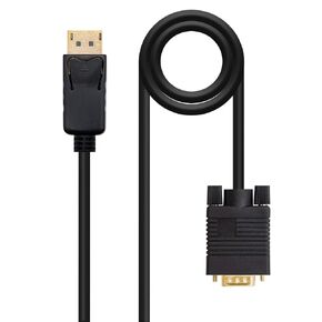 DisplayPort to VGA Converter Cable with Male connectors on Both Ends, Black 5m Length, Ideal for Connecting Devices with DP Output to displays with VGA Input.