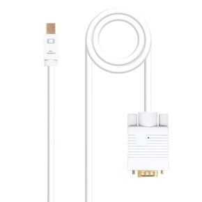 Blendend Mini DisplayPort to VGA Converter Cable - White - 3m - Ideal for Connecting Devices with Mini DP Output to VGA Displays - Durable and Practical for Presentation