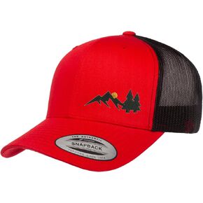 Embroidered Outdoor Mountain Moon Trucker Hat Mesh Back Baseball Hat for Men and Women