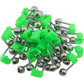 30pcs جرس الإنذار البلاستيكي الأخضر الصيد 47 ملم قضيب صيد مزدوج جرس جرس الصيد مقطع أسماك الصيد إكسسوارات الصيد قضيب رينجر لإنذار قضبان صيد البحر