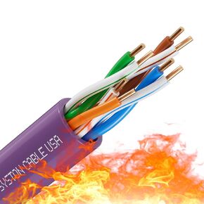 Cat 5e Ethernet Network Cable - 60 FT, 350 MHz 24 AWG Solid Bare Copper Wire Outdoor/Indoor, Bulk No Ends 10 Ft to 1000 Ft Available, Heat Resistant Plenum Rated - CMP