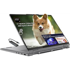 Lenovo Yoga 7 2-in-1 14" 2K Touchscreen Laptop, AMD Ryzen 5 8640HS 6-Core, 8GB RAM 2TB SSD, AMD Radeon, Backlit KB, Wi-Fi6, Webcam, Win11 Pro Office Lifetime License, Artic Grey, w/USB Hub, W/GaLiMu