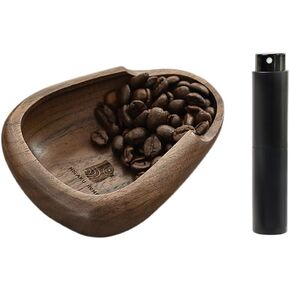 Coffee Bean Dosing Cup & RDT Spray Bottle Set - Walnut Wood Espresso Accessories Kit with Static Reduction Spray, Measuring Tray for Coffee/Tea ﻿