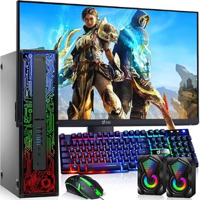 HP G2 RGB Gaming Desktop PC – Intel i7 6th Gen Processor – 16GB Ram – 1TB SSD – NVIDIA GeForce GTX 1050 Ti DDR5 – New 24 inch Monitor – Wi-Fi – Windows 11 Pro – Computer Tower for PC Gamer (Renewed)