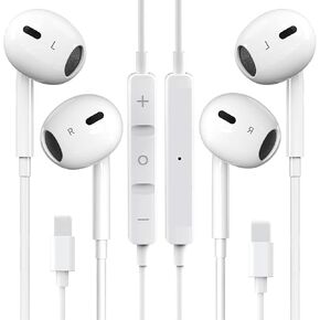 2 Pack-iPhone Headphones Wired Earbuds [MFI Certified] in-Ear Headphones with Lighting Connector (Built in Microphone&Volume Control) Earphone for iPhone 14/13/12/11/XR/XS/X/8/7/SE(Pro/Pro Max/Plus)