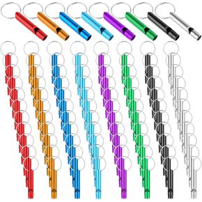 200 Pcs Emergency Whistles with Keychains, Aluminum Safety Survival Whistle Keychain for Outdoor Sports Camping Hiking Boating Hunting 8 Colors