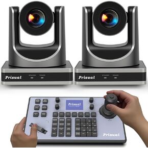 PTZ Camera Bundle, 20X Optical Zoom HDMI PTZ Camera(2pcs) & PTZ Controller, Advanced PTZ AI auto Tracking for Church Live Streaming, Conferences, Education