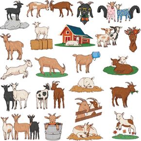 Goat Sticker Sheets - Cute Goat Animal Stickers for Kids Students Teens - 5 Sheet Pack (110 Pieces) - Birthday Party Favors, Classroom, Laptops, Water Bottles
