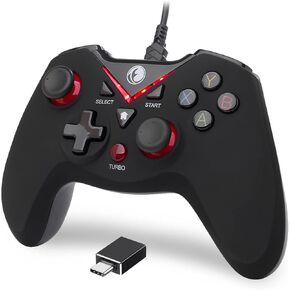 V-one Wired USB Gaming Controller Gamepad Joystick for PC Laptop Computer (Windows XP/7/8/10) & Steam & Android & PS3 - [Red,OTG]